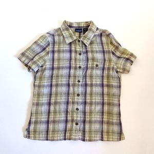 Patagonia Hemp Organic Button Up Short Sleeve Flannel
